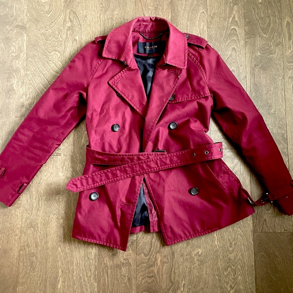 Coach Burgundy Trench Coat